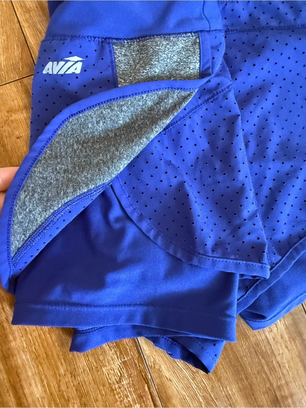 Avia Royal Blue Athletic Shorts Gray Panels Size Medium - Picture 10 of 10